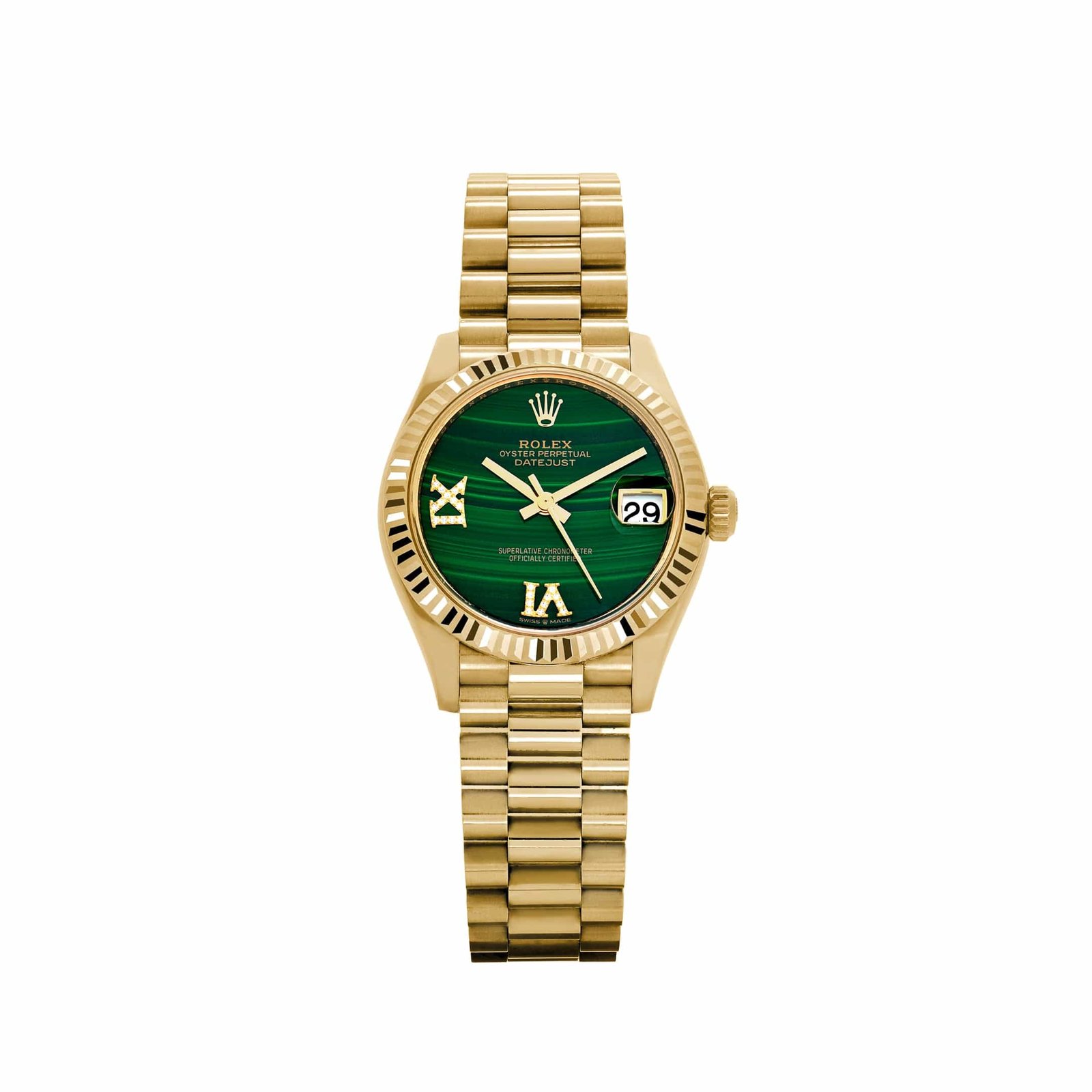 R01ex Datejust 31 278278 ‘Ladies’ Yellow Gold Malachite D1am0nd Dial (2021)