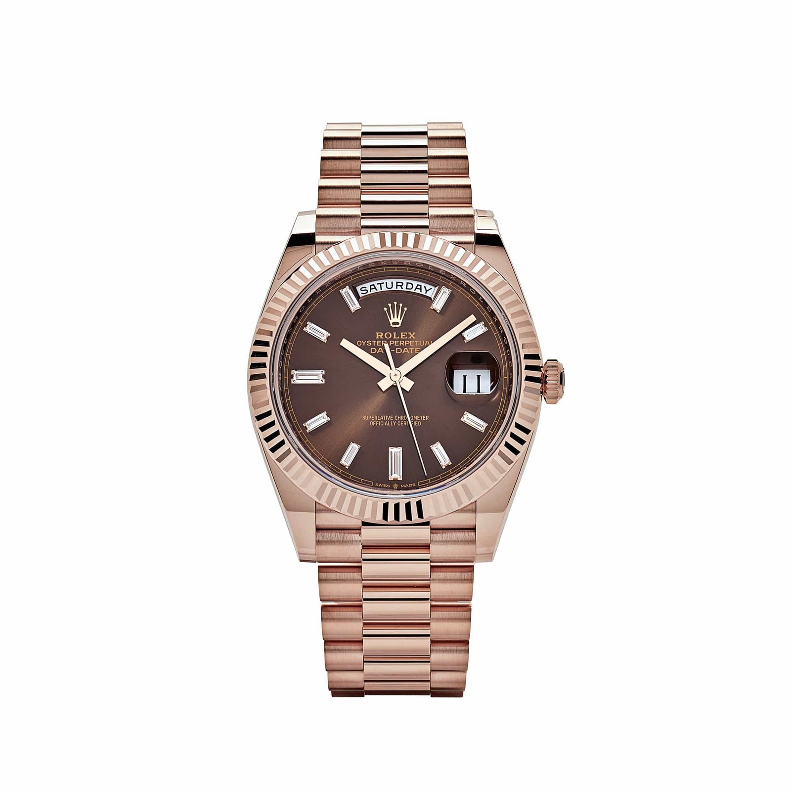 R01ex Day-Date 40 228235 Rose Gold Chocolate Baguette D1am0nd Dial (2024)