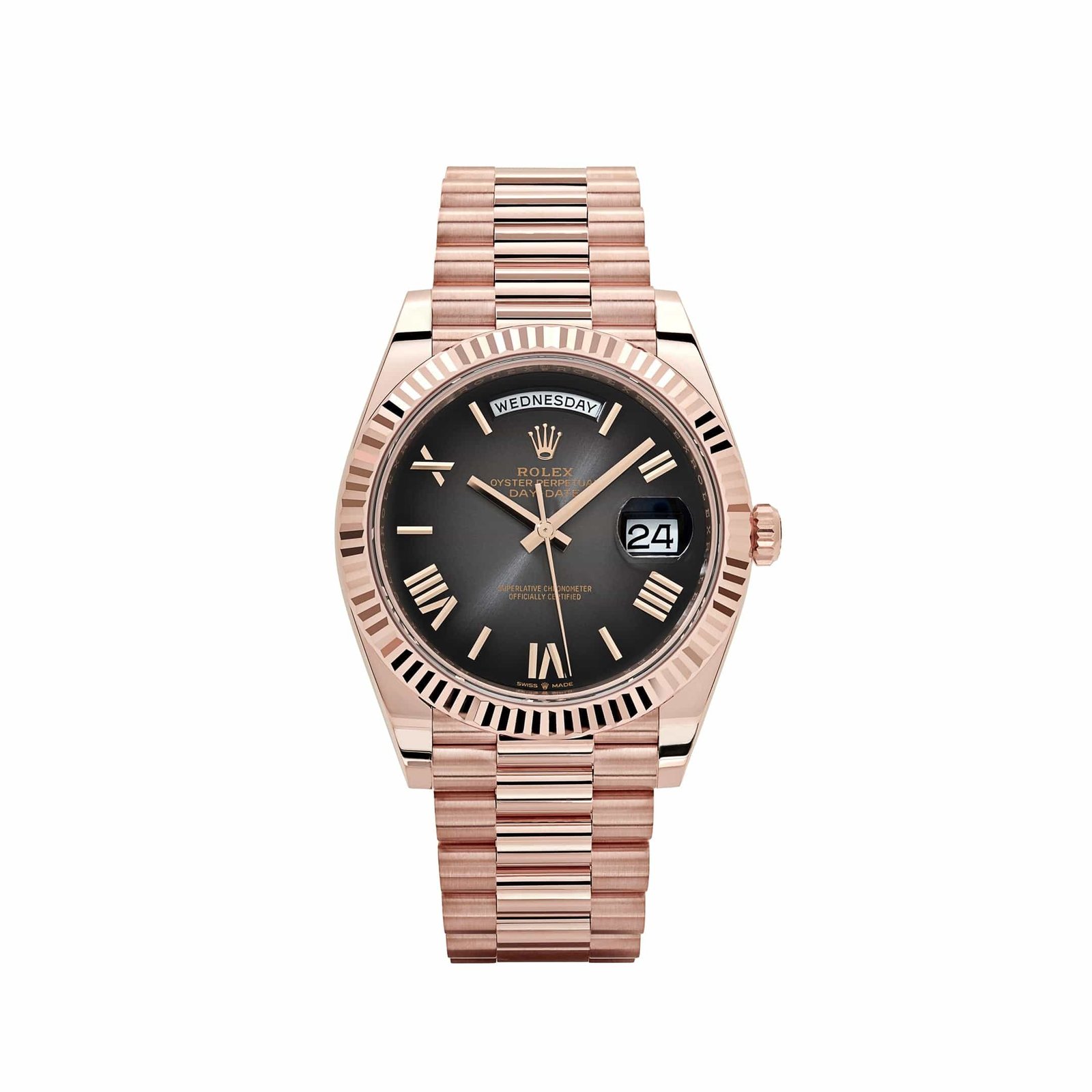 R01ex Day-Date 40 228235 Rose Gold Slate Ombre Dial