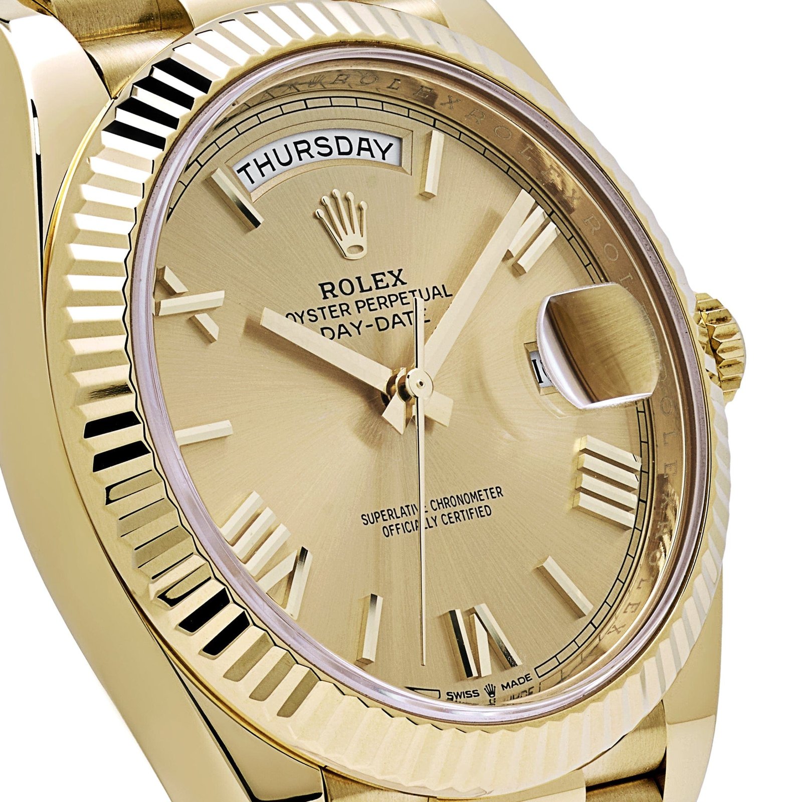 R01ex Day-Date 40 228238 Yellow Gold Champagne Roman Dial (2024)