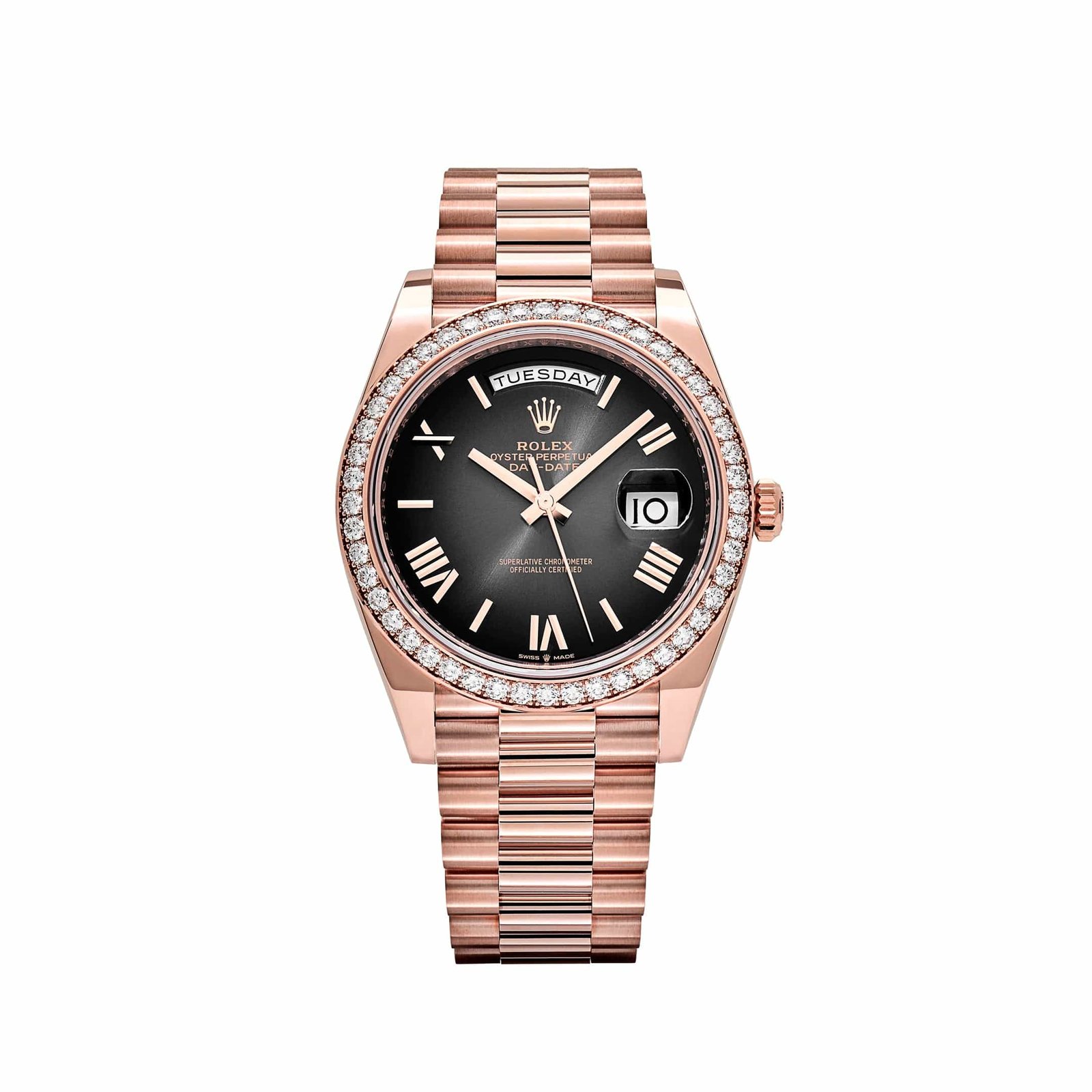R01ex Day-Date 40 228345RBR Rose Gold D1am0nd Bezel Slate Ombre Dial