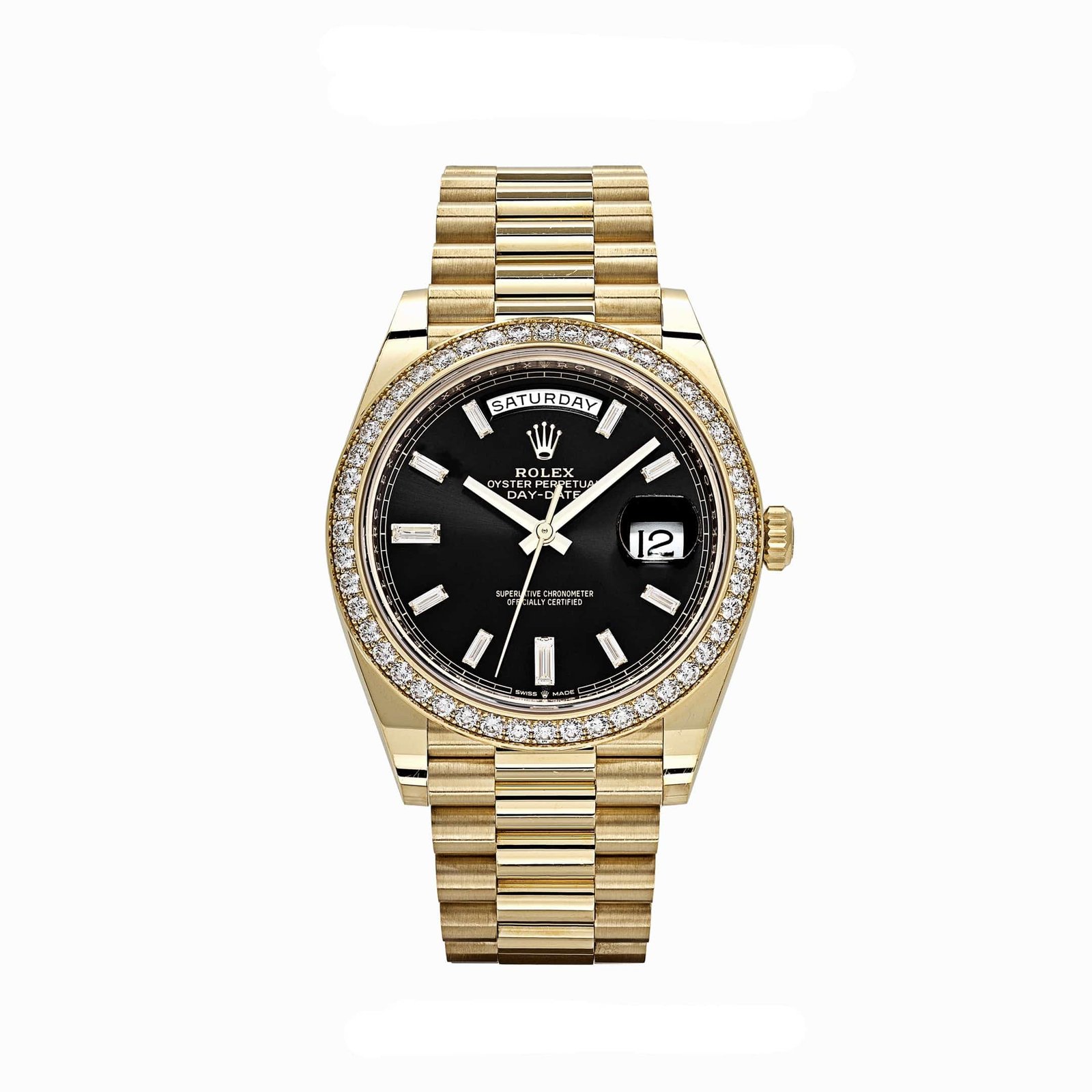 R01ex Day-Date 40 228348RBR Yellow Gold Black D1am0nd Dial D1am0nd Bezel