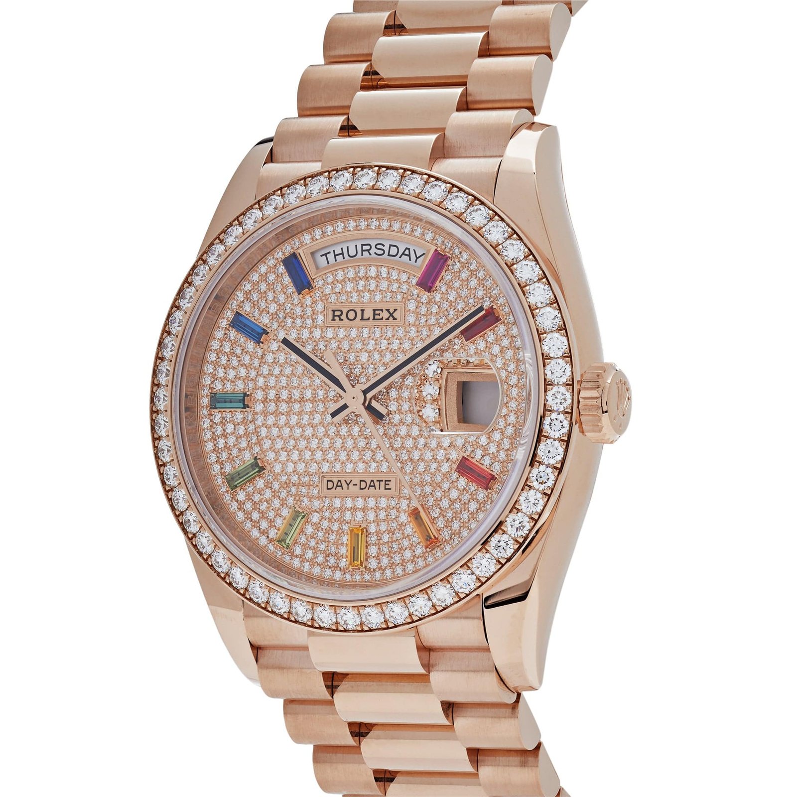 R01ex Day-Date 36 128345RBR Rose Gold Rainbow D1am0nd Pave Dial (2021)
