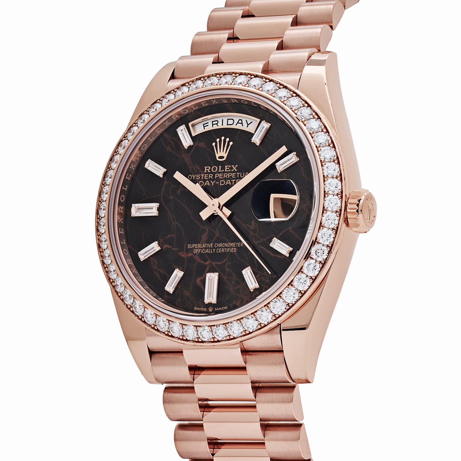R01ex Day-Date 40 228345RBR Rose Gold Eisenkiesel D1am0nd Dial D1am0nd Bezel (2025)