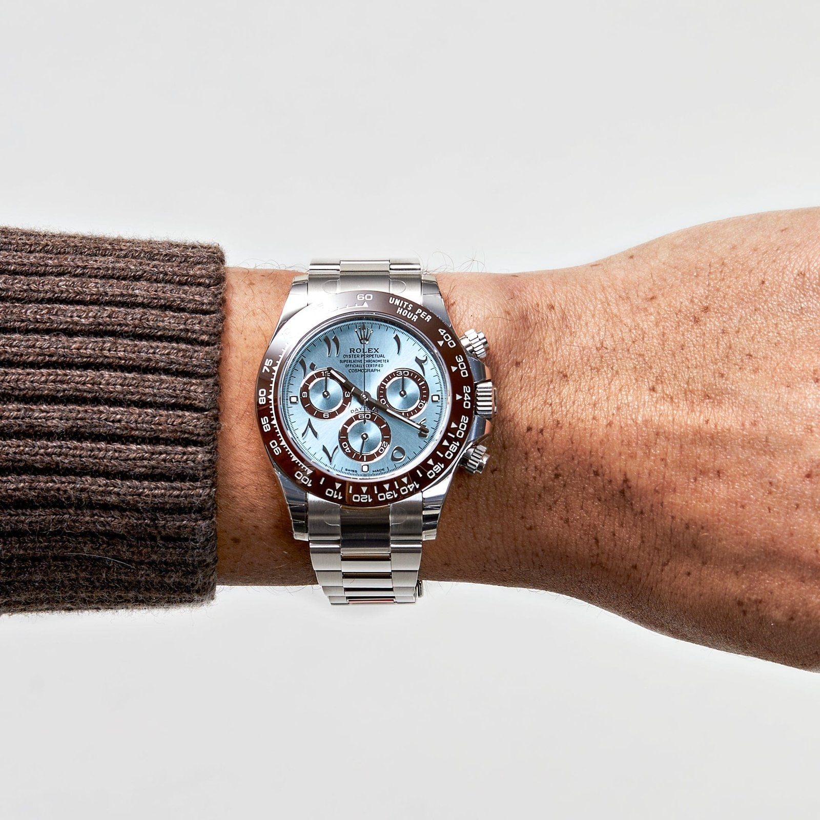 R01ex Daytona 116506 Platinum Ice Blue Arabic Dial