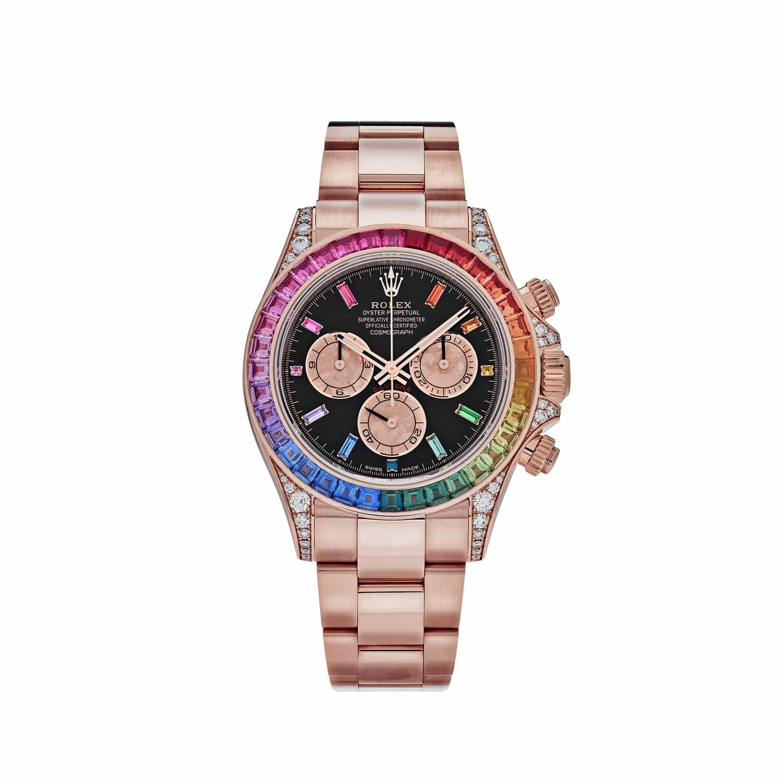 R01ex Daytona 116595RBOW ‘Rainbow’ Rose Gold Black Dial Sapphire Bezel (2022)
