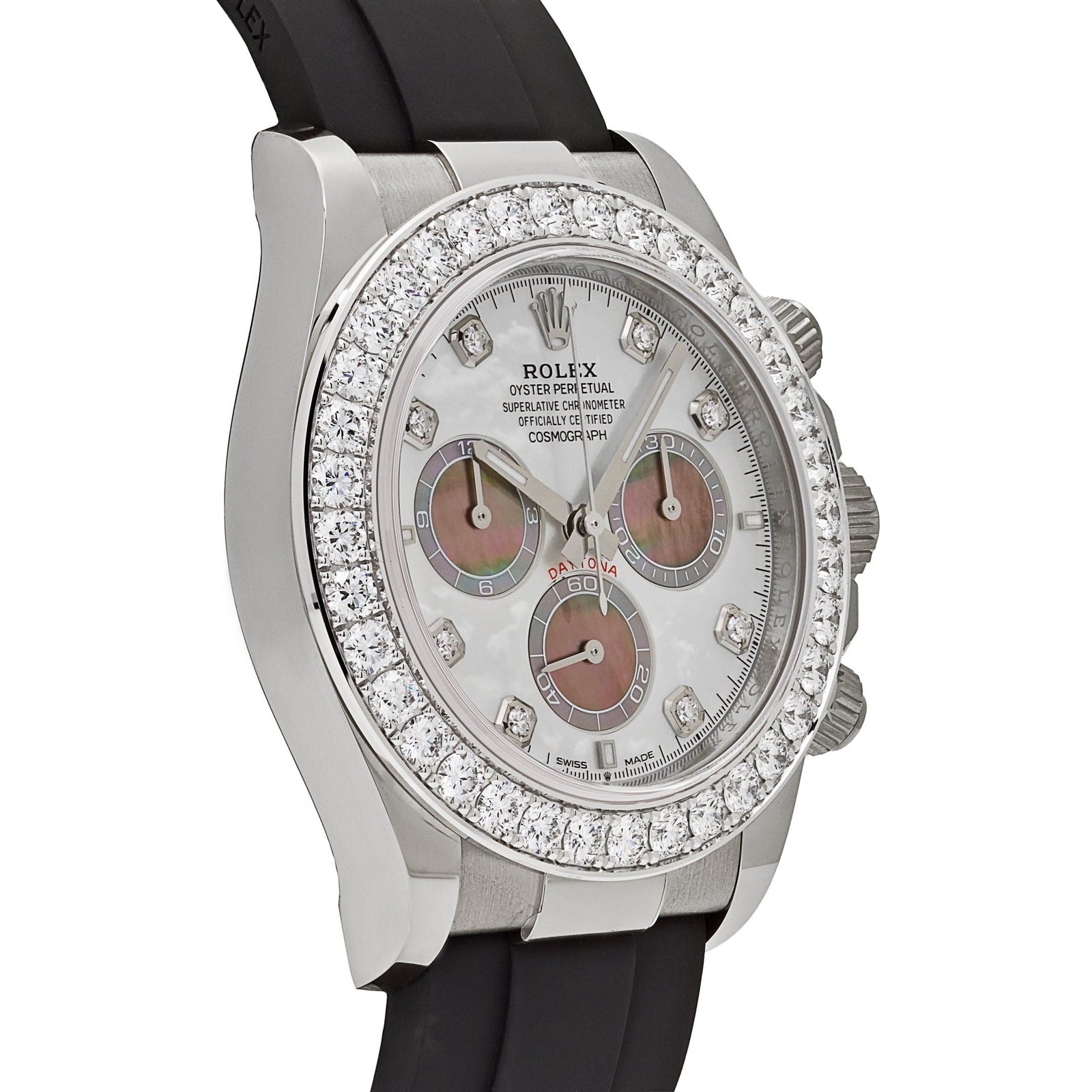 R01ex Daytona 126589RBR White Gold D1am0nd Mother of Pearl Dial D1am0nd Bezel