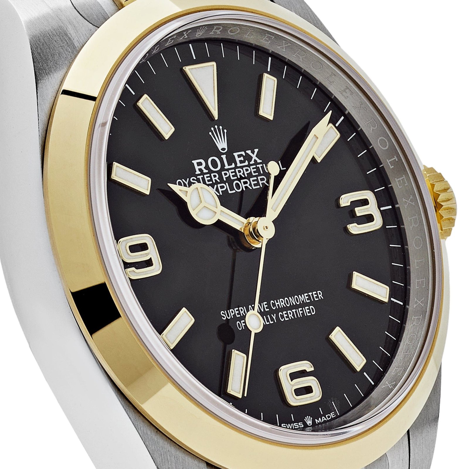 R01ex Explorer 124273 Yellow Gold Stainless Steel Black Dial