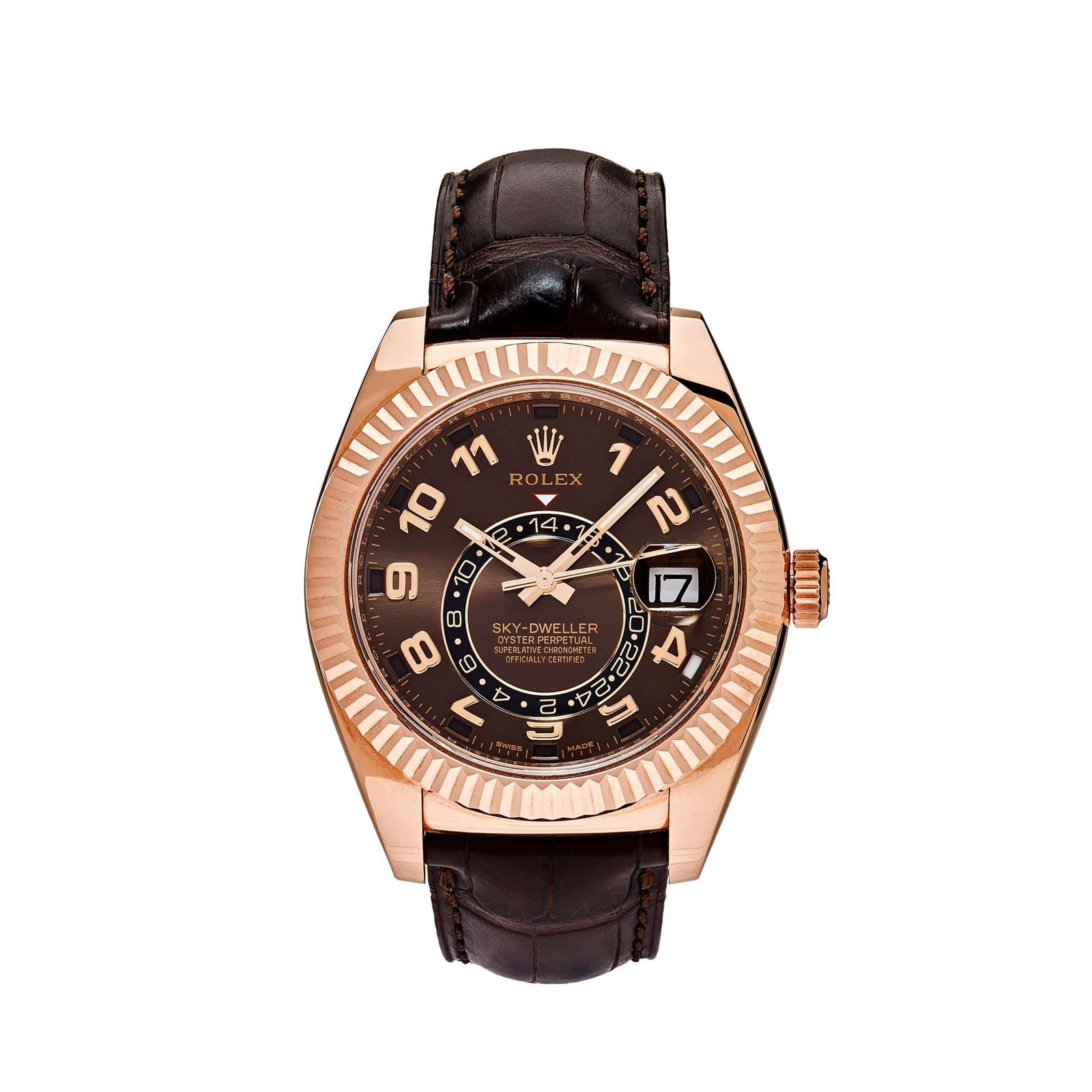 R01ex Sky-Dweller 326135 Rose Gold Chocolate Dial