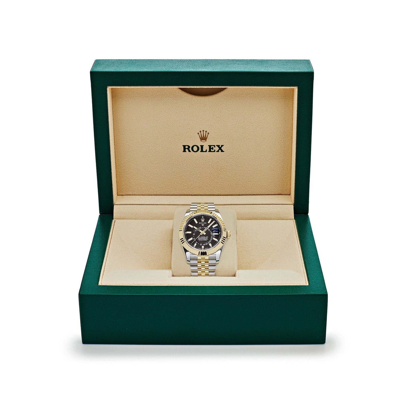 R01ex Sky-Dweller 336933 Stainless Steel Yellow Gold Jubilee Black Dial (2024)