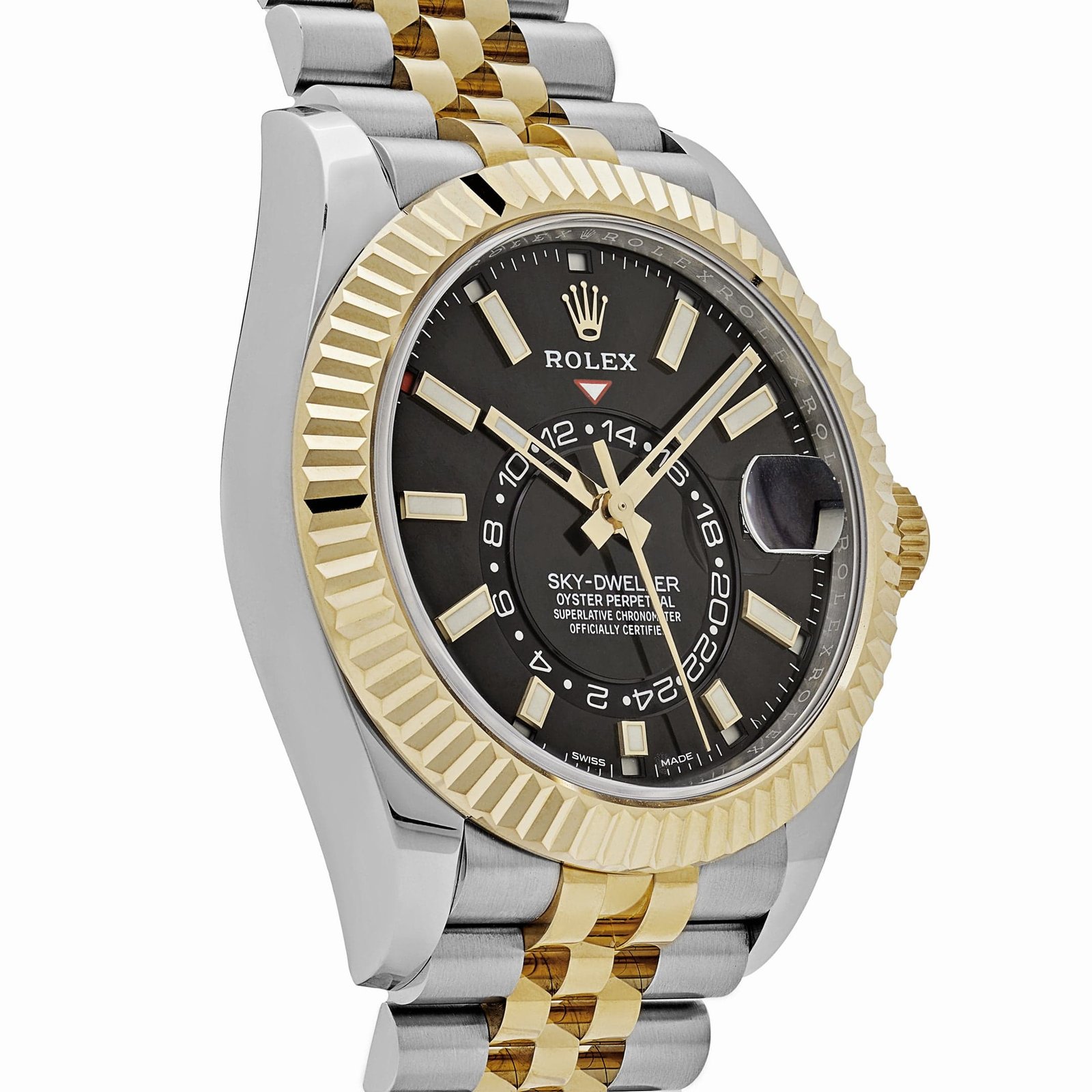 R01ex Sky-Dweller 336933 Stainless Steel Yellow Gold Jubilee Black Dial (2024)
