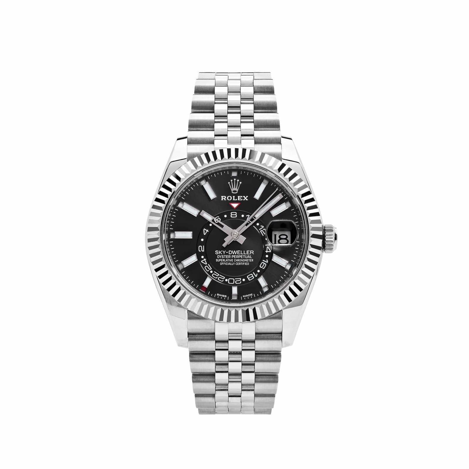 R01ex Sky-Dweller 326934 Stainless Steel Black Dial Jubilee