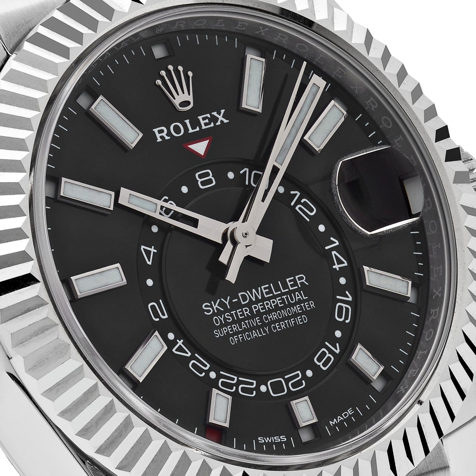 R01ex Sky-Dweller 326934 Stainless Steel Black Dial Jubilee