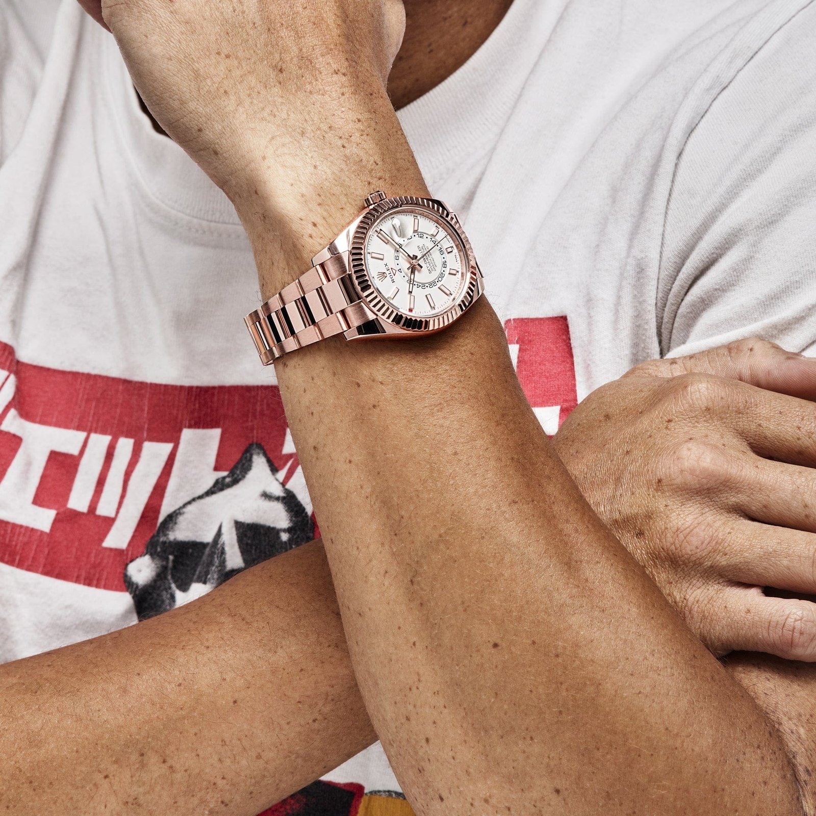 R01ex Sky-Dweller 326935 Rose Gold White Dial