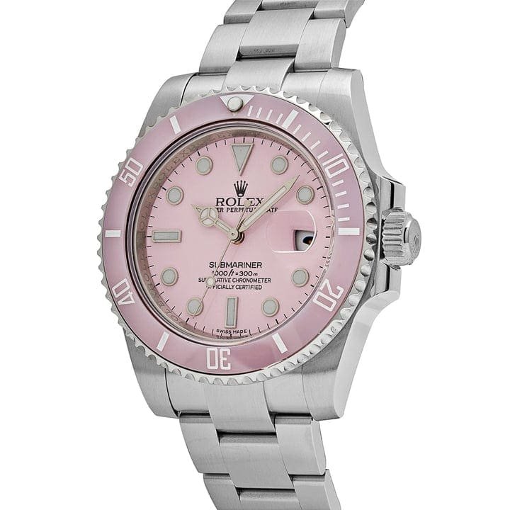 R01ex Submariner Date 116610LN Stainless Steel With Aftermarket Custom Made Pink Dial (2019)