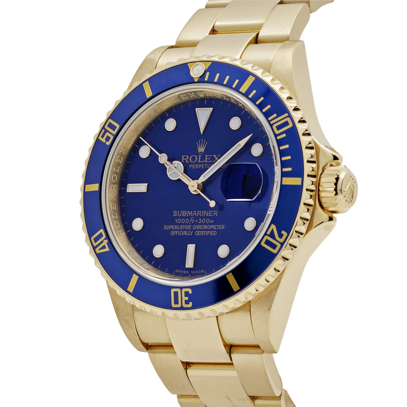 R01ex Submariner Date 16618LB Yellow Gold Blue Dial