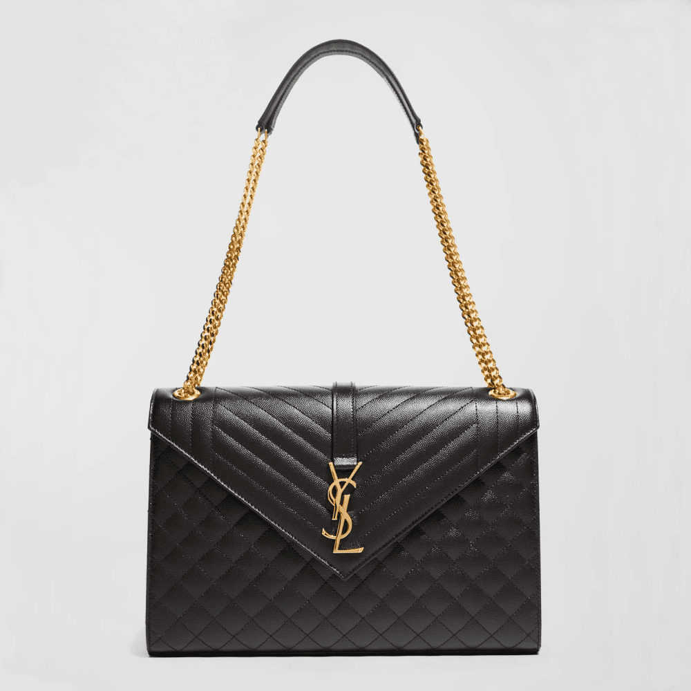 Sa1nt Lau*nt Envelope Triquilt Large Y51 Shoulder Bag in Grained Leather