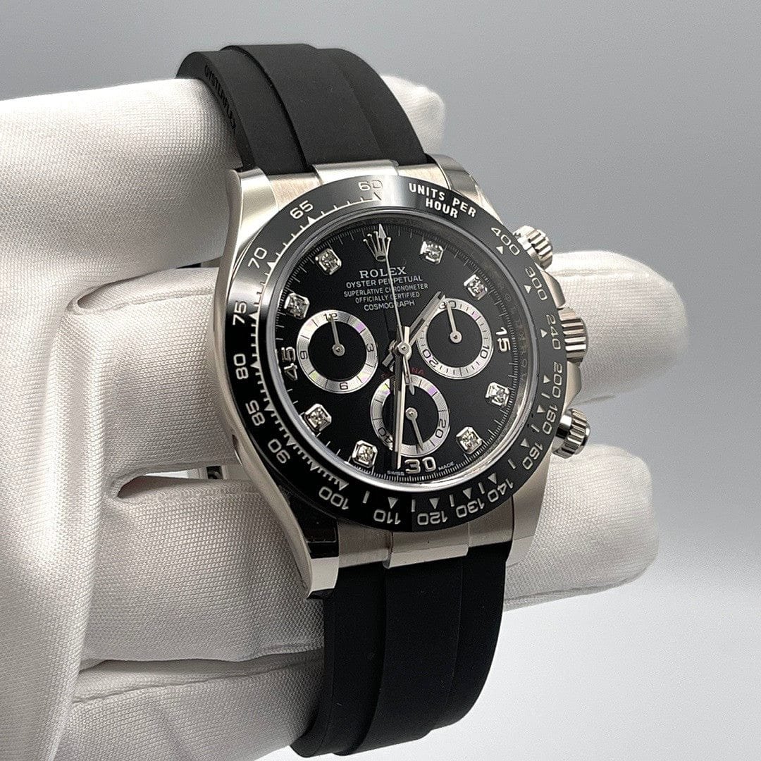 R01ex Daytona 116519LN White Gold Black D1am0nd Dial