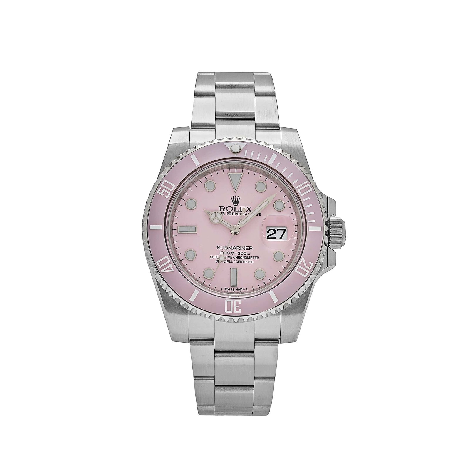 R01ex Submariner Date 116610LN Stainless Steel With Aftermarket Custom Made Pink Dial (2019)