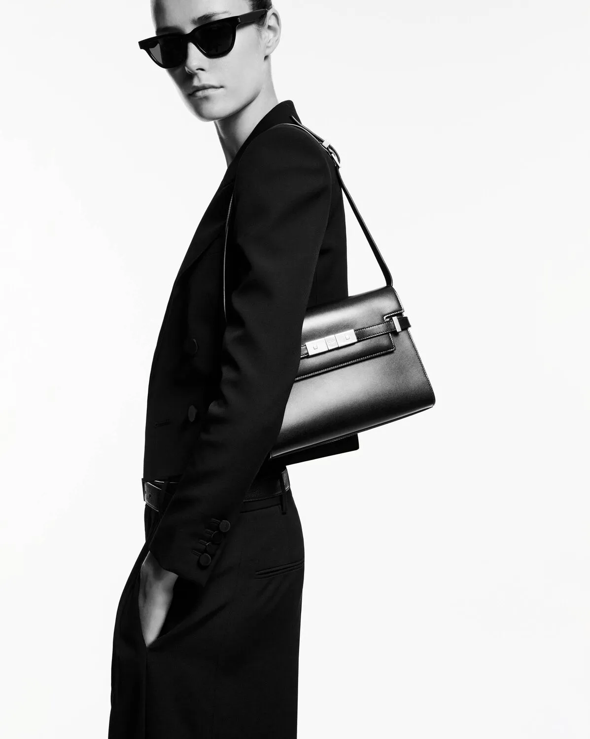 Sa1nt Lau*nt MANHATTAN SMALL SHOULDER BAG IN BOX Sa1nt Lau*nt LEATHER