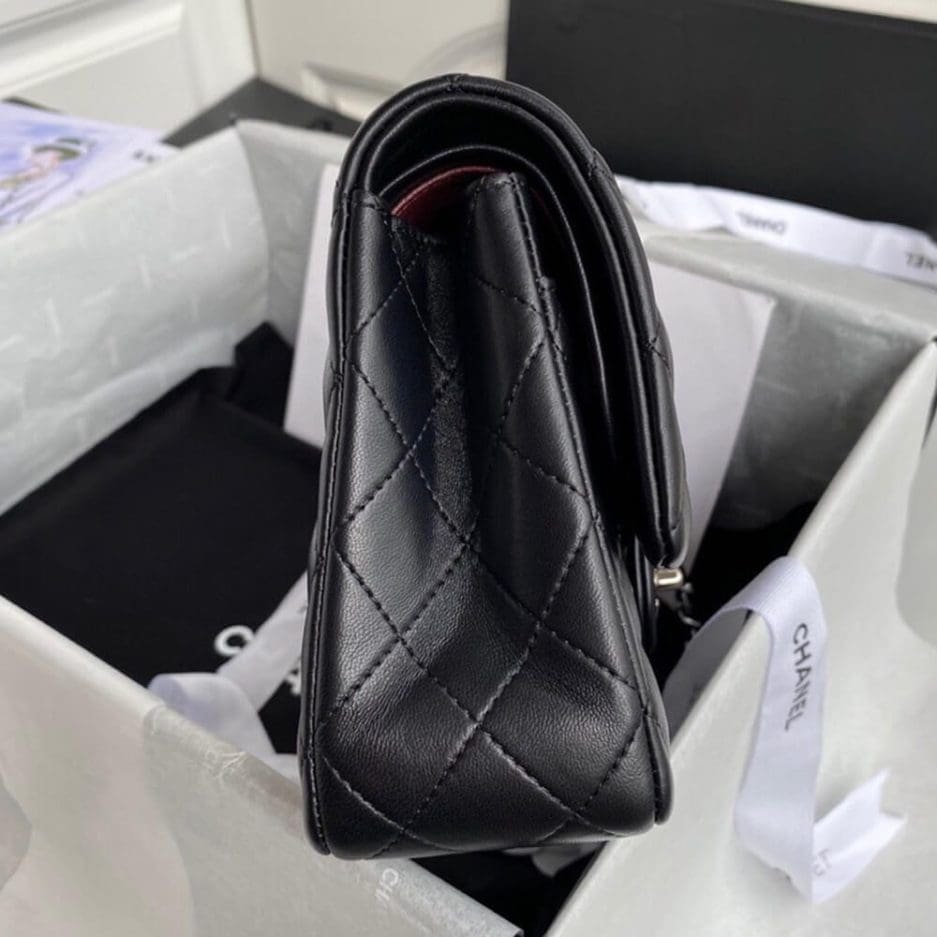 Ch**el CLASSIC HANDBAG Lambskin & Silver Metal
