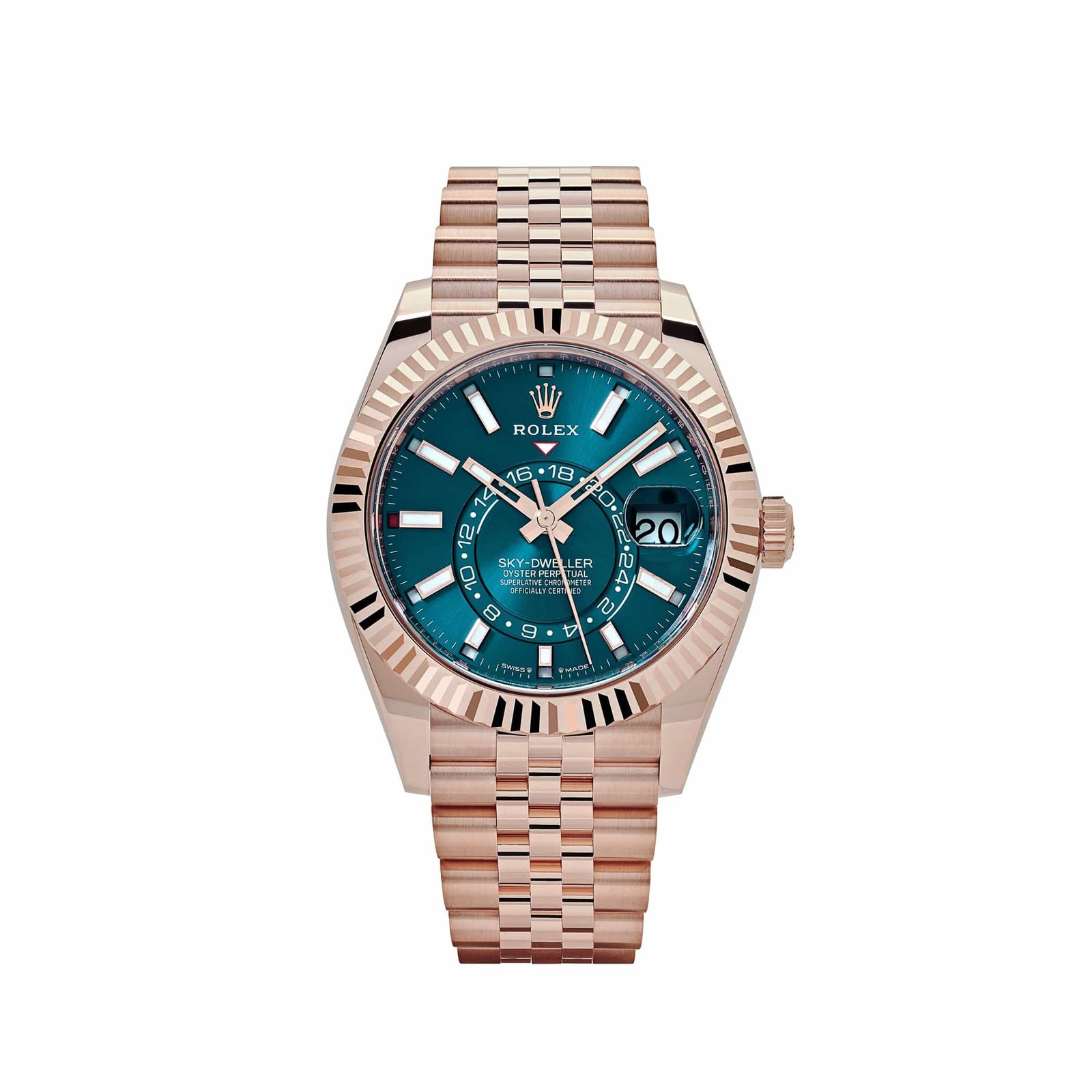 R01ex Sky-Dweller 336935 Everose Gold Blue Dial Jubilee